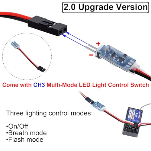 Aluminum Roll Bar with 4 LED Light Bar Roof Lamp Set for 1/18 TRX4M F-150 High Trail Crawler Truck,Chrome(2.0 Upgrade Version) - color: Chrome