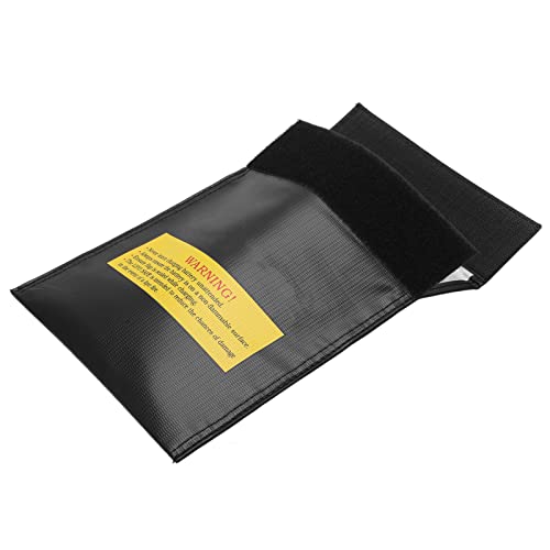 Fireproof Lipo Battery Bag, Flame Retardant Storage Pouch, Charging Container with Radiation Heat Resistant, Ideal for Various Aircraft Batteries, 18x23cm (Black) - size: Black