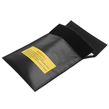 Fireproof Lipo Battery Bag, Flame Retardant Storage Pouch, Charging Container with Radiation Heat Resistant, Ideal for Various Aircraft Batteries, 18x23cm (Black) - size: Black
