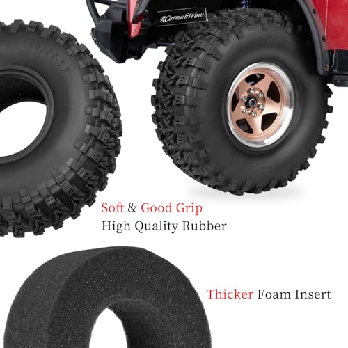 RC 2.2"" Beadlock Wheels and Tires for 1/8 1/10 RC Crawler SCX10 III 90046 TRX4 D90,2.2in Beadlock RC Rims 2.2in RC Beadlock Tires,4pcs,Bronze, Bronze(4pcs) - color: Bronze(4pcs)
