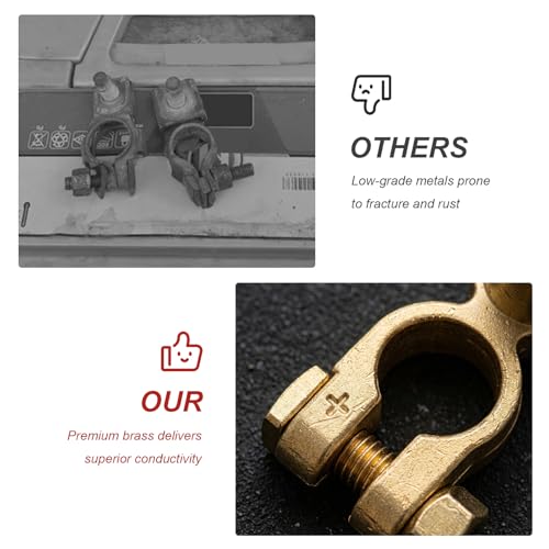 2 PCS SAE to JIS Car Battery Terminals Connector, Positive & Negative Quick-Release Top Post Battery Clamps, SAE to Pencil Post Battery Cable Terminal Adapters for Car Boat