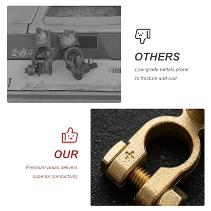 2 PCS SAE to JIS Car Battery Terminals Connector, Positive & Negative Quick-Release Top Post Battery Clamps, SAE to Pencil Post Battery Cable Terminal Adapters for Car Boat