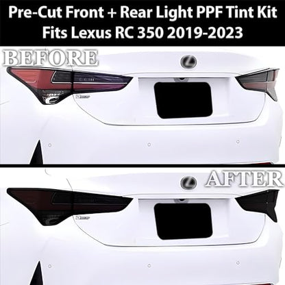 BOGAR TECH DESIGNS Full Headlight Taillight Tint Kit Compatible with Lexus RC 2019-2025, Dark Smoke - color: Dark Smoke, size: FULL TINT KIT