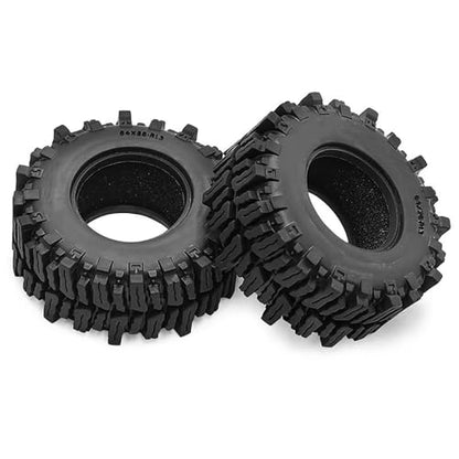 4PCS 1.3" Rubber Tire All Terrain Wheel Tyre with Foam Inserts for 1/12 1/14 1/18 1/24 Crawler Car for TRX4M SCX24 AX24 FCX24 FMS 1/24 Micro 1.0inch Beadlock Upgrade Parts (64x26mm,B) - color: 64x26mm,b