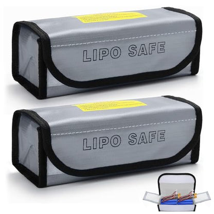 2PCS Lipo Battery Safe Bag, Fireproof Protection, Explosion-Proof, Battery Safety Guard Case, Charge Protection Bag, 18.5 x 7.5 x 6 cm