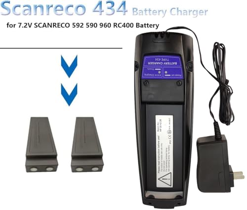 (4*Battery+1*Charger) 110V to 240V Scanreco 434 Battery Charger with 4Pcs 7.2V Scanreco RSC7220 13445 NiMH 592 Battery for Scanreco 590 592 960 EEA2512 Palfinger EEA2512 RC400 Batteries