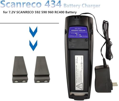 (4*Battery+1*Charger) 110V to 240V Scanreco 434 Battery Charger with 4Pcs 7.2V Scanreco RSC7220 13445 NiMH 592 Battery for Scanreco 590 592 960 EEA2512 Palfinger EEA2512 RC400 Batteries