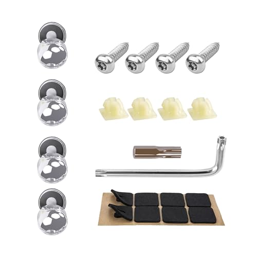 Anti Theft License Plate Screws Kits, Rustproof Stainless Steel Mounting Hardware for Car Tag Plate Frames Covers, Button Head Bolts Fasteners Kits for Auto License Plates (Silver, 4-AT)