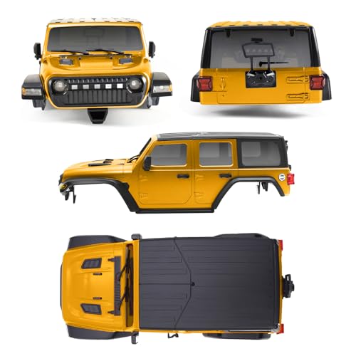 6.10in Wheelbase RC Body Shell for 1/18 ABS Hardtop Body (Yellow) | TRX4M Body with Front Rear Bumpers for TRX4M Bronco Defender Chassis - color: Yellow