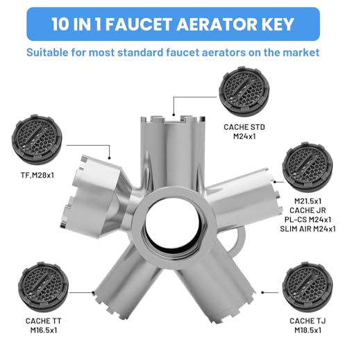 Upgraded Metal 10-in-1 Faucet Aerator Tool - Heavy-Duty Removal Key for M16.5-M28 Sizes, Hidden Thread/Housing Aerators, Home Plumbing Repair Must-Have