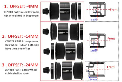 2.2 Beadlock Wheels Adjustable Offset Rims Wide 40mm for 1/10 RC Crawler Gen8 Everest gen 7 Pro / SCX10 Capra / TRX4 AMG 6x6 Upgrades, HS701599 - color: Black