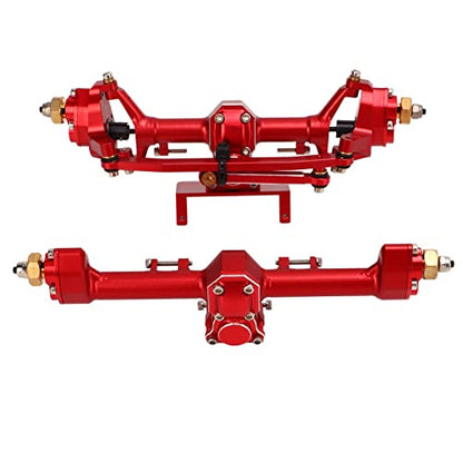 RiToEasysports SCX24 Portal Axle Upgrade Kit, CNC Machined Aluminum Alloy Front Rear Axle Assembly with Hardened Steel Gears for Axial 1/24 RC Crawler Car (Red) - color: Red