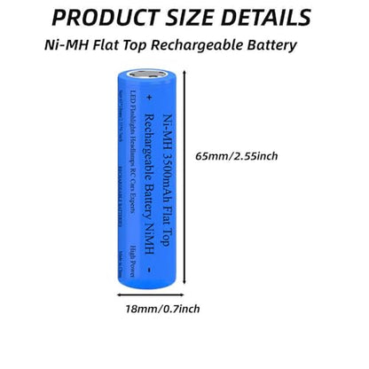 2 Pack 3500 mAh Battery Ni-MH, NiMH Flat Top Rechargeable Batteries, High Capacity Long Lasting Battery for LED Flashlight, Headlamp, Mini Fan, RC Car, Doorbelll, with Storage Box