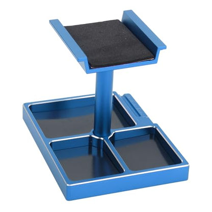 RC Car Working Stand with Magnetic Screw Trays for 1/18 1/24 RC Cars Aluminum Repair Workstation Kit (Blue) - color: Blue