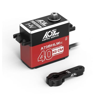 AGFRC 40KG Waterproof RC-Steering-Servo High-Torque - Full Metal Gear Brushless Digital Servo for 1/10 RC Car, Control Angle 180° (A73BHLW V2) - style: A73BHLW V2 & Metal Servo Horn