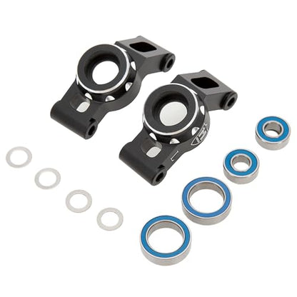 MEUS Racing Aluminum Steering Knuckles C-Hub Stub Axle Carrier Kit for Traxxas 1/16 Mini Maxx Upgrade Parts #10736,10752 (Black) - color: Black