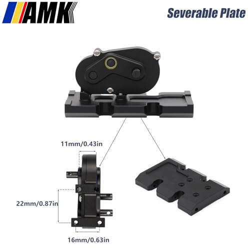 AMK 1/10 Scale Transmission Kit OD Transfer Case Gearbox with 30% Overdrive Gear Box 3Pcs Driveshafts for RC Crawler Axial SCX10 II Element Enduro DIY LCG Chassis (Black) - color: Black