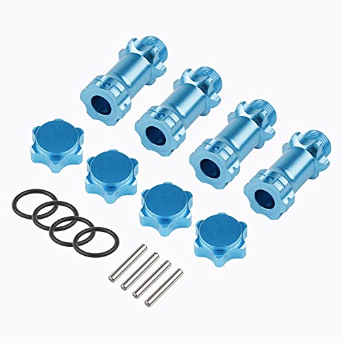 4pcs Aluminum 17mm Hex Adapter 30mm Extension Wheel Hub Drive Offset Width Extender with Anti-dust Cap Nuts for 1/8 RC On Road Car Off Road Truggy Truck Buggy Crawler, Sky Blue - color: Sky Blue
