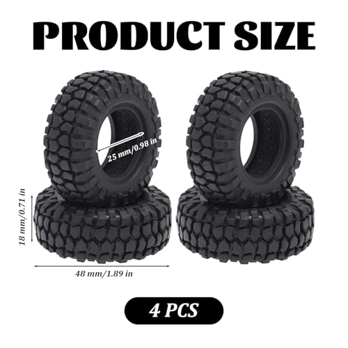 1.0 Tires Rc Crawler Tires, 4Pcs 1/24 Rc Crawler, 48mm Upgrade Sturdy Mini 1.0 Replacement for Climbing Model Car