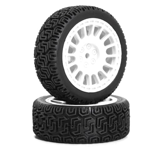 1/10 On-Road Racing Tires,68mm OD RC Rubber Wheels Tires Set 12mm Hex Fit for Traxxas HSP Tamiya TT01 TT02 HPI Kyosho HSP 1/10 On-Road Touring Car (White 2)