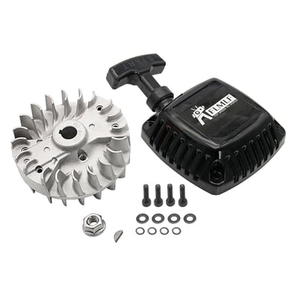 FLMLF Plastic Flat Central Pull Starter and Flywheel for Zenoah CY 23cc~36cc Engine for 1/5 HPI ROVAN KM Baja LT FG DBXL GoPed RedCat Rc Car Parts - style: Plastic Flat Central
