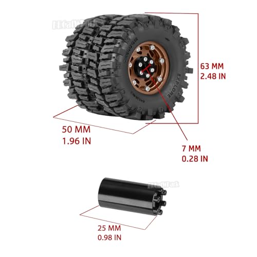 1.3 Dually Beadlock Wheels Tires for RC Crawler Car 1/18 TRX4M Ascent-18,1/24 SCX24 FCX24,RC Off Road Buggy Rally Truck Wheels and Tires,Adjustable Offset Wheel,7mm Hex Rims,Brown - color: Brown - (4Pcs 1.3 Beadlock Tires)