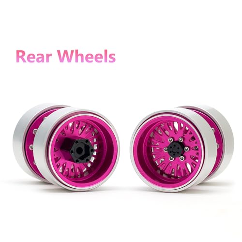 DJX CNC 1.3 inch Front Rear Dually Beadlock Wheels Rim for RC Crawler Car 1/24 Axial SCX24 F150 C10 1/18 Redcat Ascent18 Traxxas TRX4M RC Upgrades Parts(Pink) - color: Pink