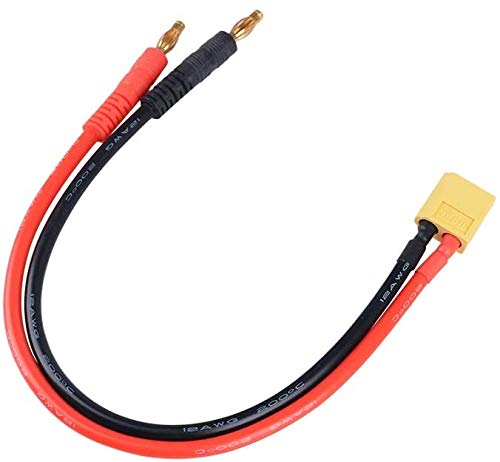 XT60 Cables- 2pcs XT60 Connector Plug to 4mm Banana Plugs Battery Charge Lead Adapter Cable 14awg 30cm