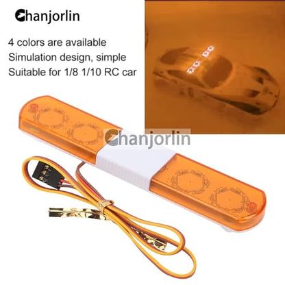 1/10 RC Car Simulation Police Lights Multi-Function Flash LED Lamp Nine Flashing Light Modes for 1/8 Crawler Off Road Rally Truck Cars HSP Traxxas Tamiya RC4WD Axial Arrma (Yellow 115mm) - color: Yellow 115mm