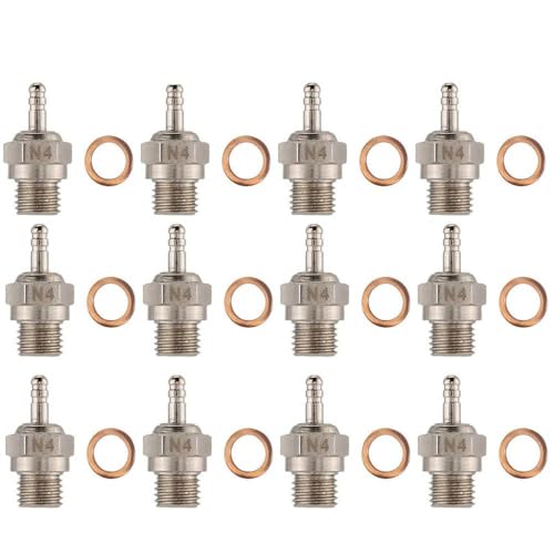 12-Pack N4 Super Duty Long Medium Glow Plugs for Traxxas 3232X, T-Maxx 2.5/2.5R/3.3 Engines – Medium Heat Range