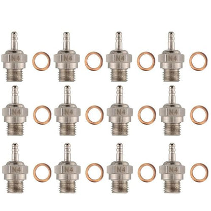12-Pack N4 Super Duty Long Medium Glow Plugs for Traxxas 3232X, T-Maxx 2.5/2.5R/3.3 Engines – Medium Heat Range