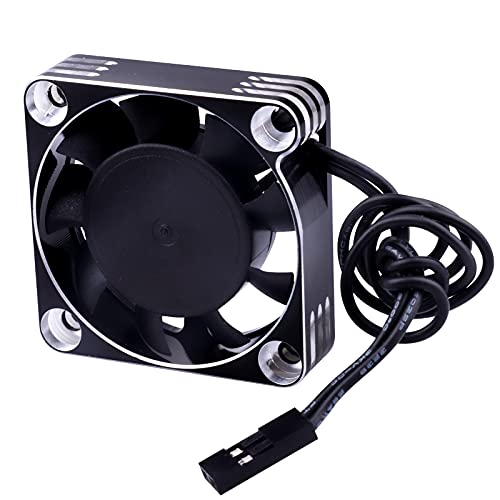 Motor Cooling Fan RC Model Heatsink 16000RPM ESC Cooling Fan for RC Car Truck Buggy Crawler 1/8 1/10 Scale 540 550 Brushless Motor (Black-Silver) - color: Black-Silver