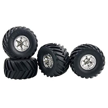 4PCS Wheel and 135mm Rubber Tire Set, Parts for 1/10 RC Monster Truck HIMOTO HSP HPI Tamiya Kyosho (Silver) - color: Silver