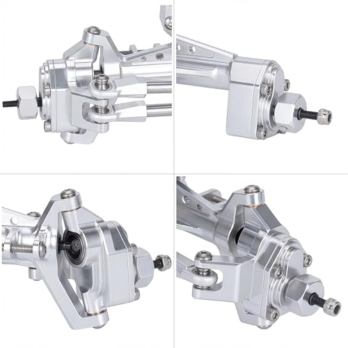 UTB18 CNC Aluminum Portal Axle Set — Complete Front & Rear Upgrade for Axial UTB18 Capra 1/18 RC Crawler, Total Weight 335g (Silvery) - color: Silvery