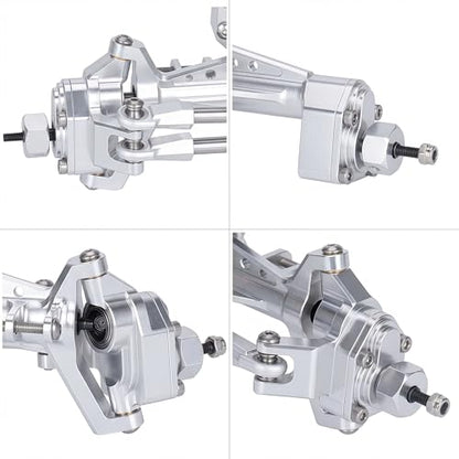 UTB18 CNC Aluminum Portal Axle Set — Complete Front & Rear Upgrade for Axial UTB18 Capra 1/18 RC Crawler, Total Weight 335g (Silvery) - color: Silvery