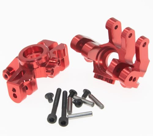 Upgrade Compatible with Axial 1/10 RBX10 Ryft 4WD Rc Crawler Car Steering Cup & Rock Bouncer Axle Mount & Steering Knuckles Aluminum Alloy Metal Accessory Parts(Red)
