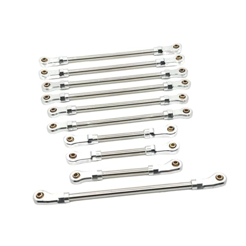 10 Pieces Steering Servo Link RC Car Pull Rod Metal Upgrade Linkage Model Parts Sturdy Construction Suitable for WLtoys 1/10 RC Truck, Argent - color: Argent