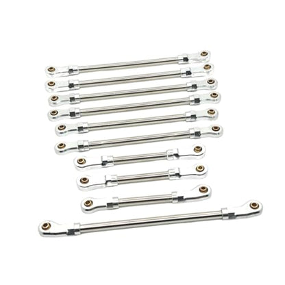 10 Pieces Steering Servo Link RC Car Pull Rod Metal Upgrade Linkage Model Parts Sturdy Construction Suitable for WLtoys 1/10 RC Truck, Argent - color: Argent