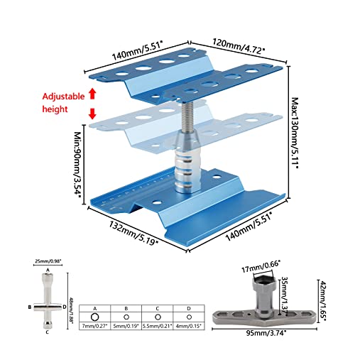 Aluminum Alloy RC Car Work Stand RC Repair Stand for 1/8 1/10 1/12 1/16 1/18 Buggy Truck Crawler On Road Touring Cars with Wheel Nut Wrenches, Blue - color: Blue