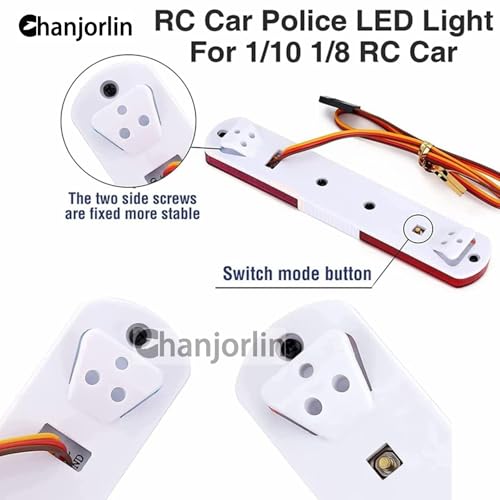 1/10 RC Car Simulation Police Lights Multi-Function Flash LED Lamp Nine Flashing Light Modes for 1/8 Crawler Off Road Rally Truck Cars HSP Traxxas Tamiya RC4WD Axial Arrma (Red 145mm) - color: Red 145mm
