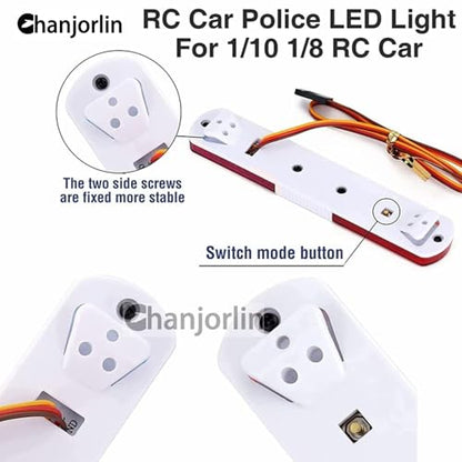 1/10 RC Car Simulation Police Lights Multi-Function Flash LED Lamp Nine Flashing Light Modes for 1/8 Crawler Off Road Rally Truck Cars HSP Traxxas Tamiya RC4WD Axial Arrma (Red 145mm) - color: Red 145mm