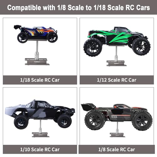 Hobbypark RC Car Stand Work Station with Weight Repair Workstation Aluminum Alloy 360 Degree Rotation Lift Or Lower for 1/12 1/10 1/8 Scale (Titanium)