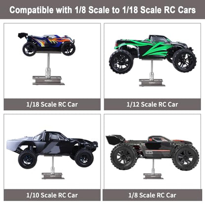 Hobbypark RC Car Stand Work Station with Weight Repair Workstation Aluminum Alloy 360 Degree Rotation Lift Or Lower for 1/12 1/10 1/8 Scale (Titanium)