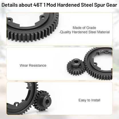 daitoku 54T 1 Mod Hardened Steel Spur Gear with 18T 20T 22T Motor Pinion Gear Compatible with Traxxas 1/10 Maxx 1/5 X-Maxx 1/10 E-REVO 2.0 VXL 1/7 XO-1 - size: 54T
