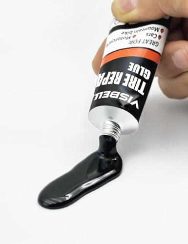 Visbella Tire Repair Glue, Black Rubber Cement, Sidewall Tire Scratch Repair Sealer, Fix a Flat, Restore & Protect Tyre Surfaces for Car, Bike, Motorcycle, Lawn Mower 1.76OZ