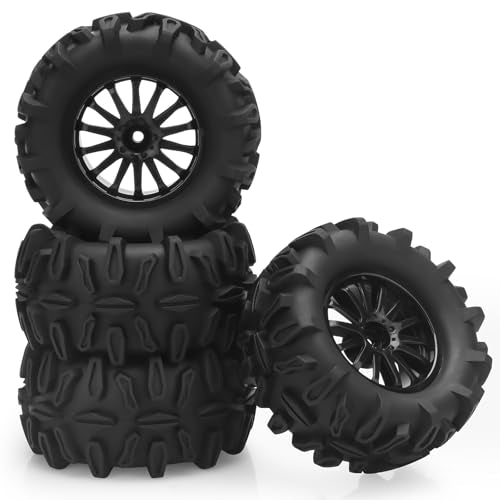 RC Car Tires and Wheels, daitoku 12mm Hex RC Truck Tires for TRAXXAS Rlaarlo 1/16 E-Revo HSP 94186 16208 16209 16210 WLtoys 144001 MJX16208 HBX94828 GRM16 1/16 RC Truck