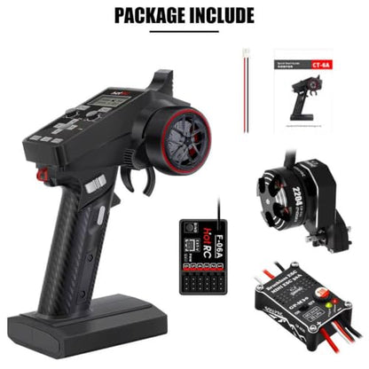 GOUPRC Racing CT-6A RC Transmitter 6 Channels 2.4GHz and Receiver with 2204 2400KV Brushless Outrunner Transmission Motor & 30A Brushless ESC Combo for SCX24 RC Crawler Axial 1/24 RC Car Crawler - style: 6CH Transmitter & Receiver kit