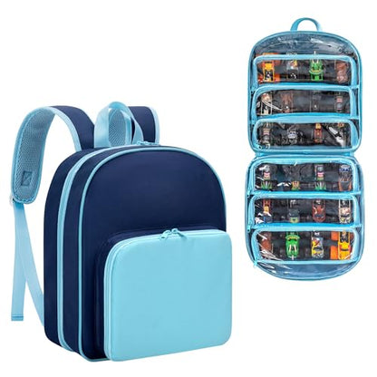 LoDrid Toy Car Storage Compatible with Hot Wheels Monster Trucks up to 27pc | Travel Truck Carrying Case for 1:64 Scale Toy Cars with 6 Clear Pockets and Front Pocket, Bag Only