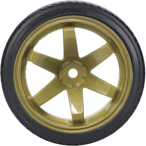 1/10 Drift Wheels and Tires Set,WONFAST 4PCS 63mm Plastic Hard Tyres 6-Spoke Wheels Rims 12mm Hex for 1:10 RC On-Road Drifting Car Replacement for HSP Tamiya HPI Kyosho (Gold) - color: Gold