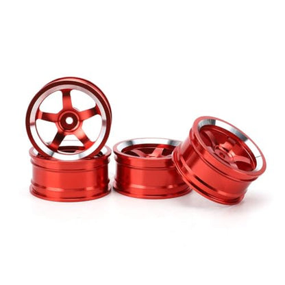HERCHR RC Wheel Hub, 4Pcs Aluminum Alloy Wheel Rim Hub Accessory Parts for HSP94123 1/10 RC Drift Crawler Car - color: Red